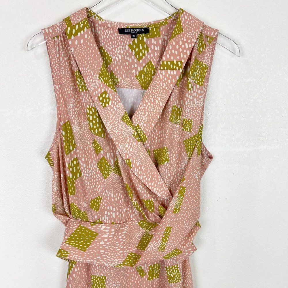 Ilse Jacobsen Midi Belted Wrap Printed Dress Size 14 - Picture 2 of 9